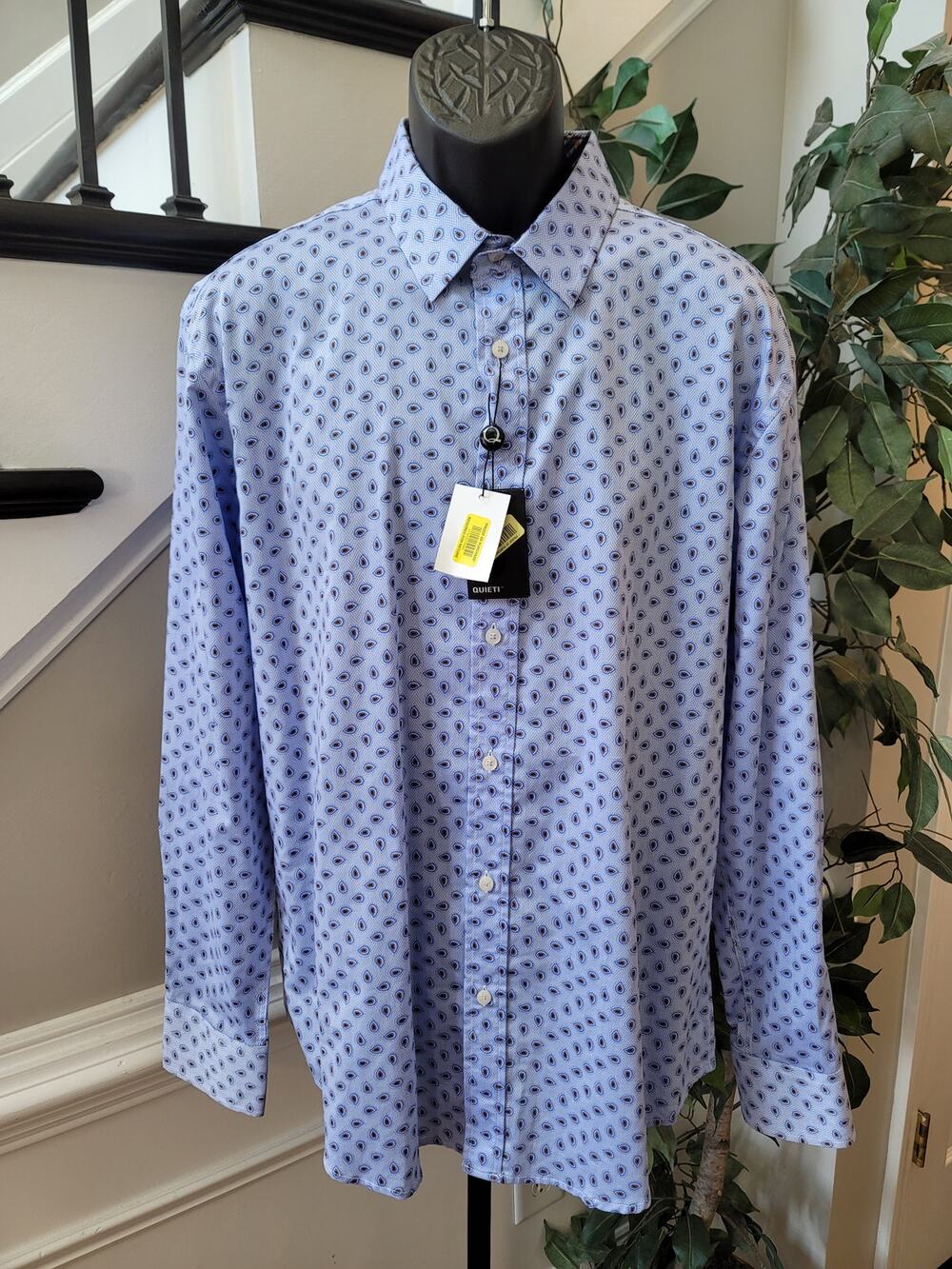Quieti Button-Down Shirt Men's Size X-Large Sky Blue 100% Cotton Long Sleeves